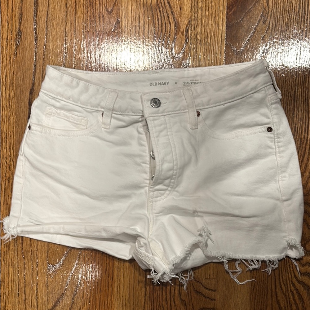 Old Navy White Jean Shorts Distressed Hem